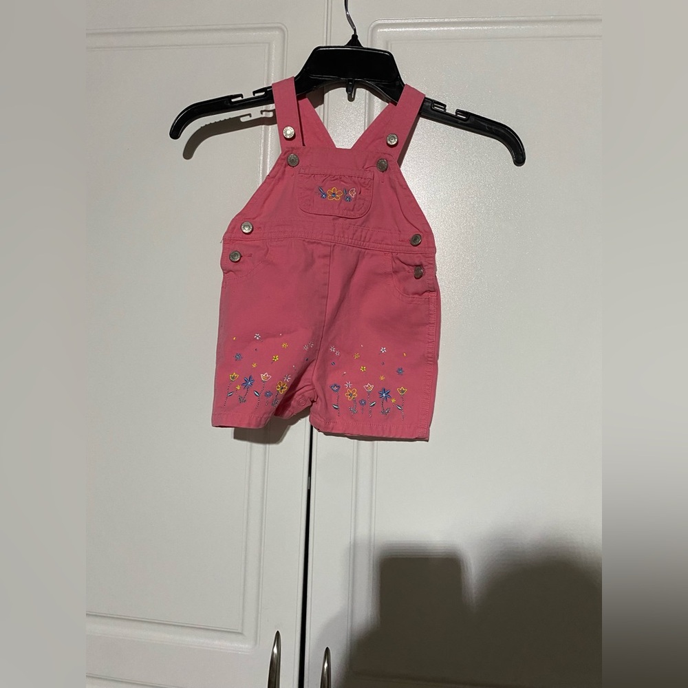 Charming Pink Kids Overalls with Floral Design